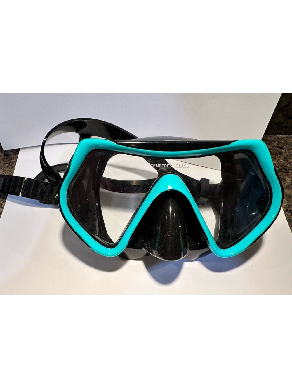 GIMILIFE Snorkeling Swim Mask Tempered Glass Teal Black Diving Goggles Adult